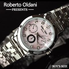 Roberto Oldani［ロベルト オルダーニ］クロノグラフデザイン★メタルバンドレディース腕時計(ピンク)
