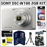 Sony Cybershot DSCW180 DSC-W180 10.1MP Digital Camera in Silver + 2GB Accessory Kit