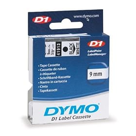 DYMO Labeling Tape, D1, Split Back, Adhesive, Easy Peel, 3 8x23', Black on White by