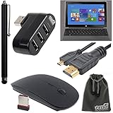 EEEKit Starter Kit 5-in-1 for Microsoft Surface RT / 2, 3 Port USB 2.0 Hub+2.4G Wireless Optical Mouse+Micro HDMI to HDMI Cable + Touch Screen Stylus Pen + EEEKit Gift Pouch Bag for Free(6.5*4 Inch) (Microsoft Surface RT / 2, Starter Kit)