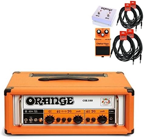 Orange Amplfication OR-100H Head Amp Bundle w/ 6 free Items: 2x 10.0' Strukture Cables, 2x 18.6' Strukture Cables, 1x Orange Dual Function Footswitch FTSWCH-DUAL, 1x Boss DS1 Distortion