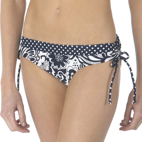 Xhilaration Floral Side-Tie Hipster Bottoms with Dot Trim - Navy