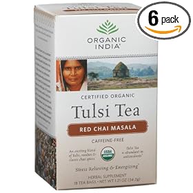 Organic India Tulsi Red Chai Masala, 18-Ounce Boxes (Pack of 6)