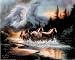 Horse Run in Lake w/ Indian Spirit Art Print POSTER - 20