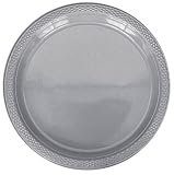 from Amscan 20 Plastic Plates, 22.8cm - Silver Sparkle