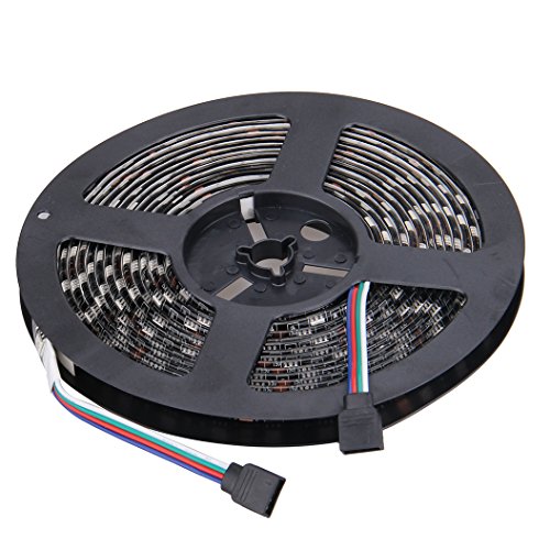 NEWSTYLE Black PCB Celebration LED Strip Lighting 16.4ft 5M Waterproof Rope Lights 300 LEDs 5050 SMD RGB Multicolored