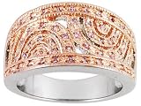 STERLING SILVER AND 18KT RG OVER STERLING SILVER 1.14CTW BELLA LUCE PINK DIAMOND SIMULANT RING