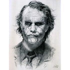 Heath Ledger as Joker from The Dark Knight (2008) Sketch Portrait, Charcoal Graphite Pencil Drawing - Double Matt Reproduction (11" x 14") (WU222)