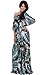 KOH KOH Women's One Shoulder 3/4 Sleeve Abstract Print Maxi Dress