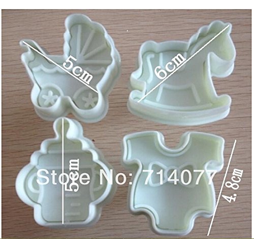 4 Pcs/set Plastic Cookie Cutter Romper Trojan Bottle Carriage Cake Mould Tool