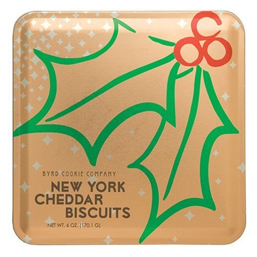 Byrd Cookie Company, NY Cheddar Cheese Biscuits, Holly, 6-Ounce Tin (Pack of 3) by Byrd Cookie Company