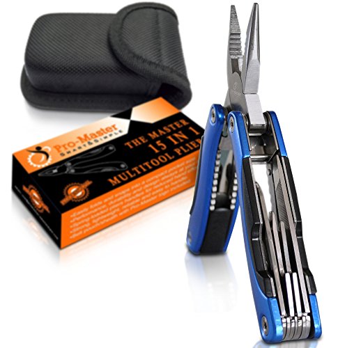 Best Multitool 15in1 Portable Pocket Multifunctional Multi tool by ProMaster With Folding Saw Sharp Knife Wire Cutter Pliers Sheath Multipurpose Survival Camping Fishing Hiking Car Tool - All In One Set For All Your Tasks And Situations - Get it now