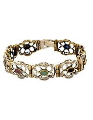 Silver Gold Plated Victorine Style Blue Sapphire Ruby Emerald Gemstone Bracelet Jewelry
