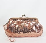 Coach Sequin Occasion Framed Clutch Evening Bag Purse 46727 Rose Gold