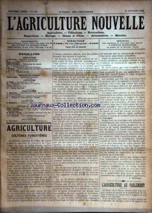 AGRICULTURE NOUVELLE (L') [No 601] du 25/10/1902 - AGRICULTURE PAR MAURION - BERTHOT - TROUDE - VITICULTURE PAR CANU - HORTICULTURE PAR MAGNIEN - ELEVAGE PAR VACHER - BRECHEMIN - GEORGE ET DE LOVERDE - APICULTURE PAR HOMMEIL - ALIMENTATION PAR TRISTCHIER francais