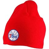 NBA adidas Philadelphia 76ers Red Basic Logo Uncuffed Knit Beanie