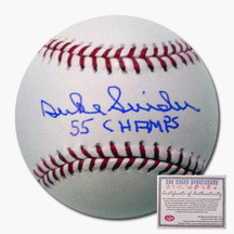 Duke Snider Brooklyn Dodgers Autographed Rawlings MLB Baseball with 55 Champs Inscription