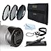 52MM Professional Lens Accessory Kit for Nikon D7100, D7000, D5200, D5100, D3200, D3100, D800, D700, D600, D300S, D90 DSLR Camera Includes: 3pc Fundamental Filter Kit (UV CPL ND8 Neutral Density) + Reversible Tulip Lens Hood + Center Pinch Lens Cap + More