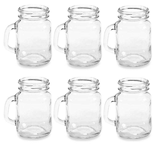 Circleware Yorkshire Mason Jar Glass Shot Glass Set with Glass Handles, 5 Ounce, Set of 6, Limited Edition Glassware Drinkware Barware Whiskey Drinking Glassesâ˜…
