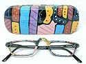 Cute, Fun and Artistic Abstract Modern Art Deco Multicolored Handpainted Half Eye Readers Reading Glasses with Matching Hand Painted Case