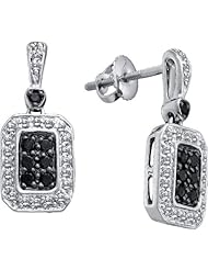14K White Gold 0.50CT Black Diamond Fashion Screw Back Earrings