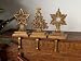 Set of 3 Cognac Library Gold Stars and Tree Christmas Stocking Holders 8"