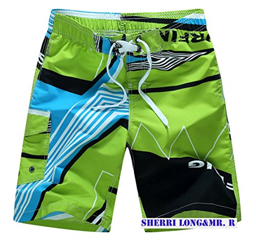 MR. R Men's Irregular Prints Relaxed Beach Shorts Swim Trunks