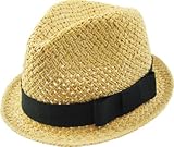 Toddler Kid's Natural Straw Fedora Hat Cap