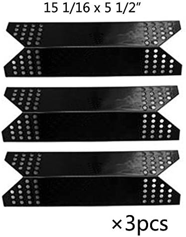 TSINY PPF781 (3-pack) Porcelain Steel Heat Plate, Heat Shield, Heat Tent, Burner Cover, Vaporizor Bar, and Flavorizer Bar Replacement for for Kenmore Sears, Nexgrill, Sunbeam Grillmaster, Lowes Model Grills (15 1/16" x 5 1/2")