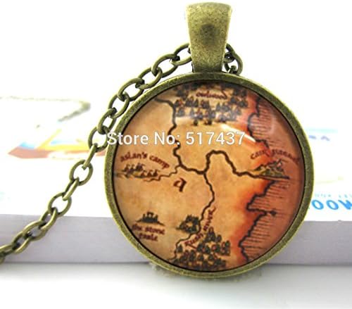 Pretty Lee Map Necklace Aslan'S Camp The Stone Table &amp; Cair Paravel Narnia Map Necklace Glass Cabochon Dome Pendant Necklace
