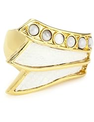 KARA by Kara Ross Tail Cover with Skin Inset and Gemstones with White Lizard Adjustable Ring
