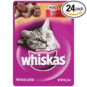 Whiskas Choice Cuts Mixed Grill in Gravy Food for Cats, 3-Ounce Pouches (Pack of 24)