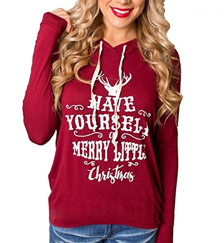 Womens Holiday Shirt,Have Yourself Merry Little Christmas Print Hoodies