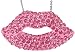 Large Austrian Crystal Embellished Sexy Juicy Pink Lips Pendant and Necklace - White Gold Plated