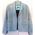 LtBlue/Grey Hounds Tooth Blazer Jacket with Notch Collar Fully Lined 2 Pockets Sizes XS-XL