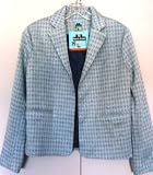 LtBlue/Grey Hounds Tooth Blazer Jacket with Notch Collar Fully Lined 2 Pockets Sizes XS-XL