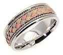 14K. Tri Color Hand Woven Braided Design Comfort fit Wedding Band Ring