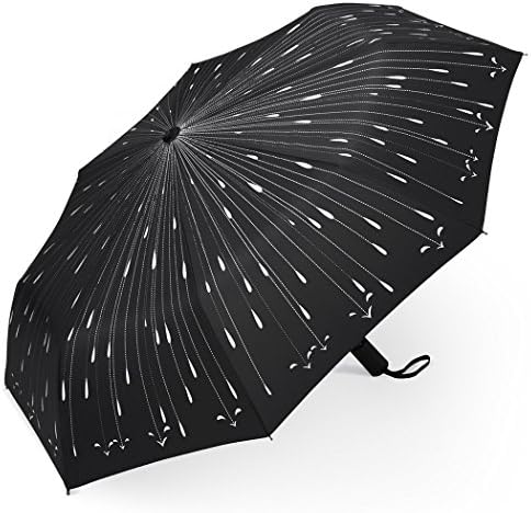 Umbrella, Windproof Umbrellas Auto Folding Travel Compact Umbrella, Raindrops Black