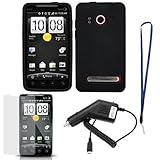 GTMax Black Extended Battery Silicone Skin Rubber Soft Case + Clear LCD Scr ....