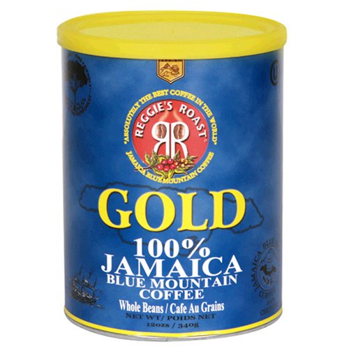 Reggie's Roast 100% Jamaica Blue Mountain Whole Bean Coffee, Gold, 12 oz
