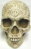 Celtic Knotwork Human Skull Statue Figure Bone Finish