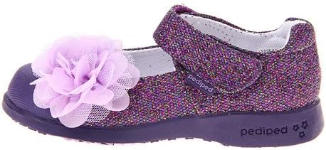 Pediped Flex Estella Purple Sparkly Mary Jane Toddler Girls Shoes feat Flutter Flower