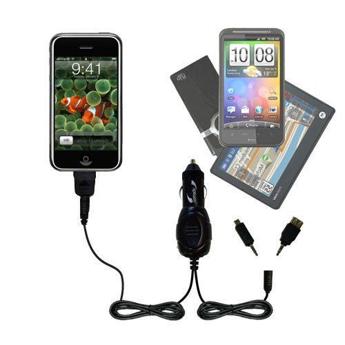 Double Car Charger with tips including a tip for the Apple iPod touch - uses Gomadic TipExchange Technology