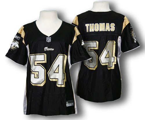 Miami Dolphins Zach Thomas #54 Womens NFL Alloy Jersey - Black and Gold