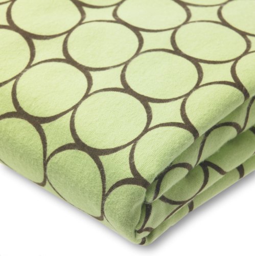 SwaddleDesigns Fitted Flannel Crib Sheet - Lime with Brown Mod Circles