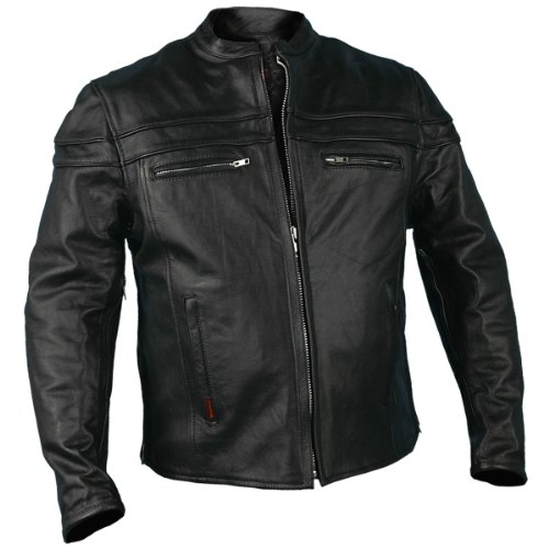 Hot Leathers Leather Men's Jacket with Double Piping (Black, XXX-Large) On Sale