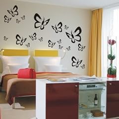 PEMA WANDTATTOO w521 Schmetterlinge Butterfly Wandaufkleber 20 Stück, schwarz