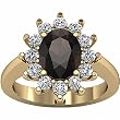 14K Yellow Gold Smoky Quartz and Diamond Ring