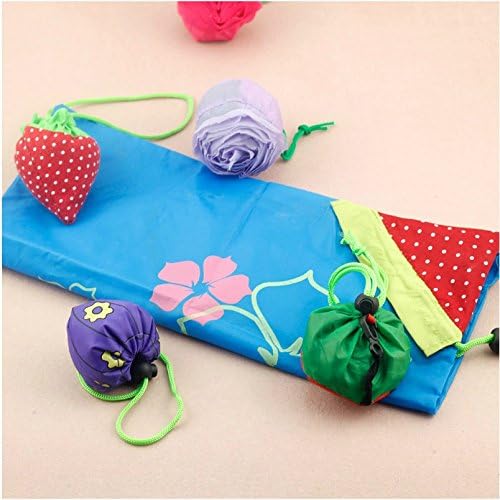 Reusable Fun Shopping Tote (Set of 5) Travel Recycle Bag - Fold-able to Save Space -Various Color-