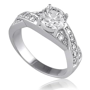 Sterling Silver Ring Round Cubic Zirconia CZ Solitaire Weddin